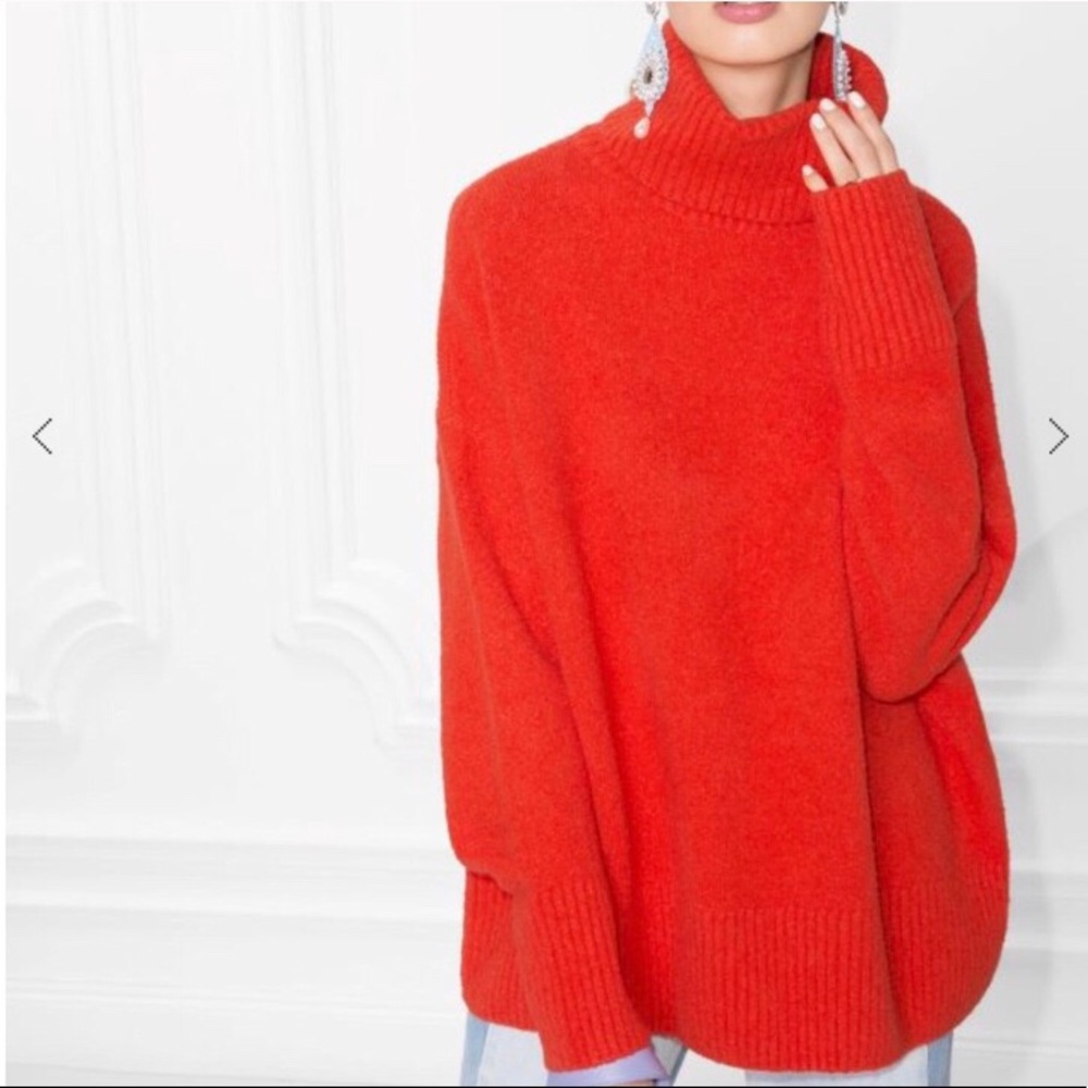 & Other Stories Red Orange High Neck Sweater